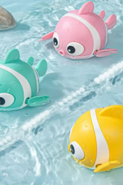 Hane Dostu Sevimli Balık Tasarım | Kurmalı | Yüzen Banyo Oyuncağı | Havuz Oyuncağı