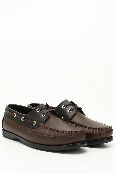 GÖNDERİ(R) Men's Brown Black Lace-Up Rubber Sole Genuine Leather Shoes
