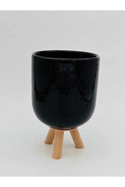 Genel Markalar B&B PAREJA Seramik Ahşap Ayaklı Orkide Saksısı 13 cm