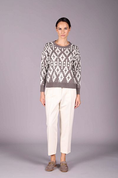 Sempre Women's Sequin Sequin Detailed Ethnic Patterned Long Sleeve Woolen Sweater 2532