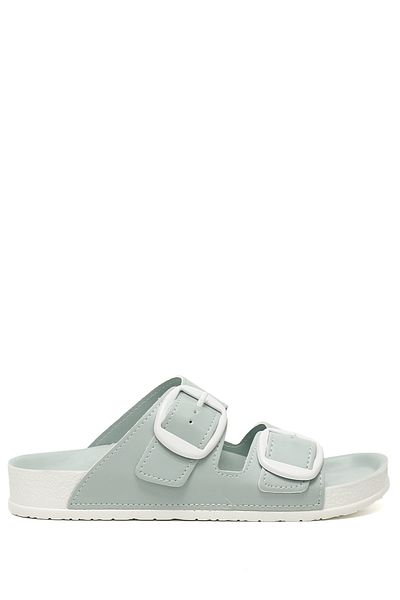GÖNDERİ(R) Women/Girls Green Buckle Daily Slippers
