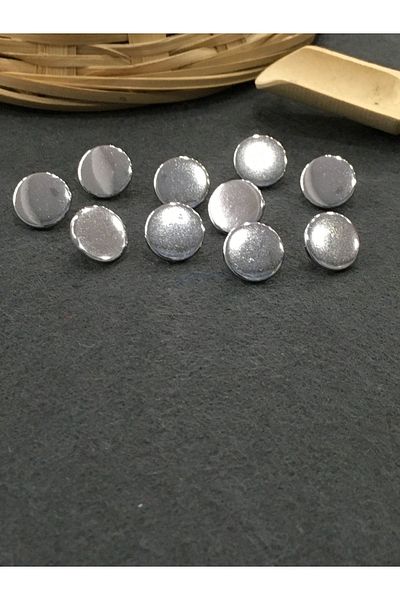 karantuhafiye Blouse Shirt Button Unisex Metal Coin Model Silver Set of 10