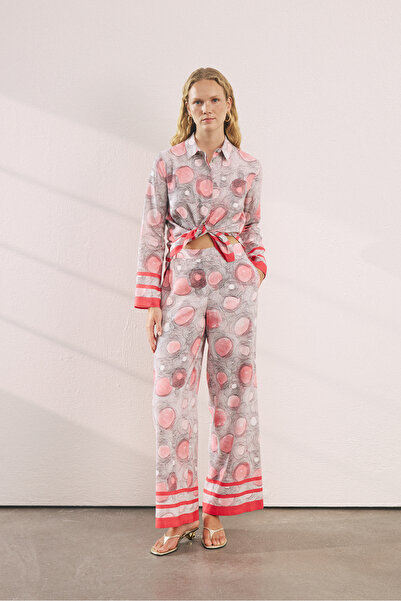 adL Kaşif Desenli Keten Pantolon