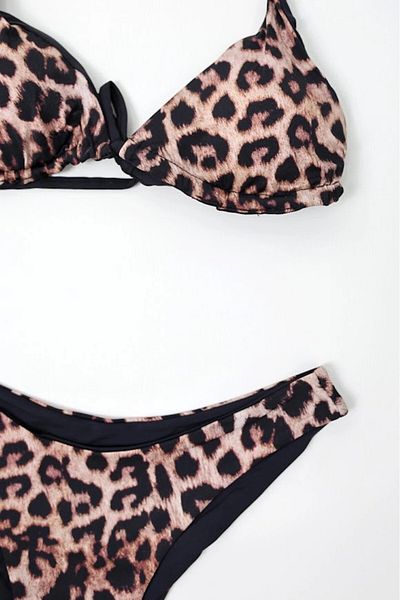 hazelin Σετ μπικίνι με κορδόνι σε μαύρο Leopard Print - HZL24S-LC204