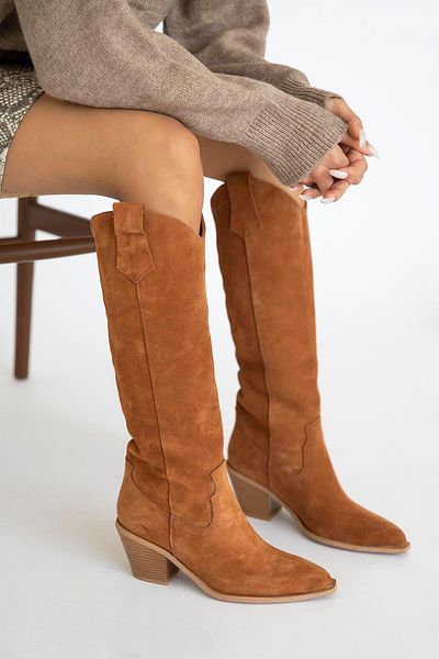 STRASWANS Γυναικείες μπότες από γνήσιο δέρμα Merlot Suede - Tan