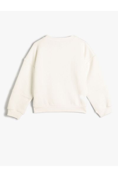 Koton Sweatshirt Music Themed Crew Neck Glittery Beaded Rose Gold