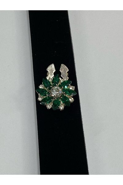 karantuhafiye Jewelled Button / Jewelled Clip Button / 2.5 cm Emerald