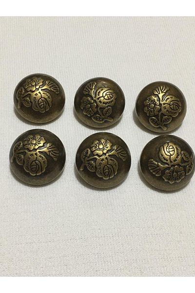 karantuhafiye Coat Trench Coat Button Rose Pattern Metalized Oxide (PLASTIC) Set of 6