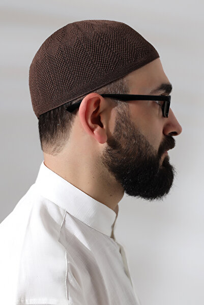 ihvan online Brown Sapphire Lace Detailed Knitted Prayer Skull