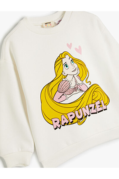 Koton Rapunzel Sweat Lisanslı Uzun Kollu Bisiklet Yaka Şardonlu