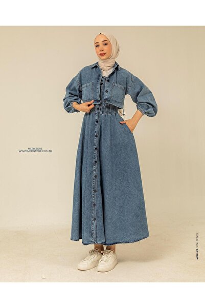 Meri Store Ceket Jile Mavi Denim Takım