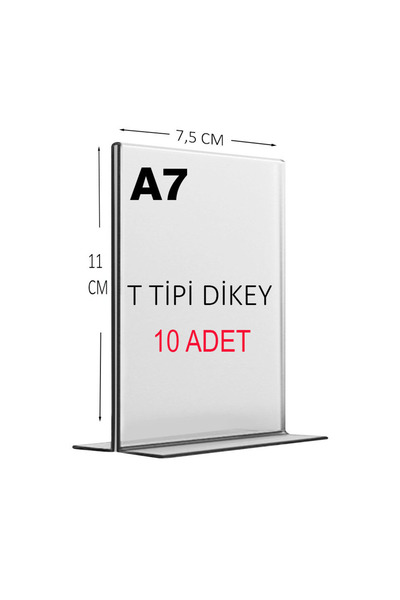shop Heroglas(10 ADET) A7 T Tipi Dikey Masa Üstü Şeffaf Pleksi / Föylük-Fiyat...