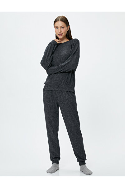 Koton Pajama Top Crew Neck Long Sleeve Viscose Blended