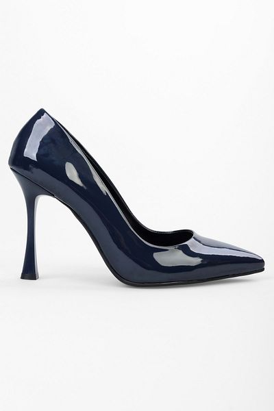 Shoeberry Damen-Stiletto-Absatz Mags in Marineblau aus Lackleder