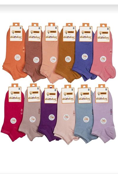 Dündar 4506 Modal Plus Booties Pastel Mixed Color Socks 12 Pieces