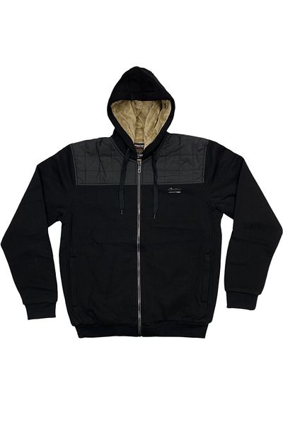 Masimar Men's Hooded Fur Lined 3 Thread Zippered Regular Fit Sweatshirt Coat