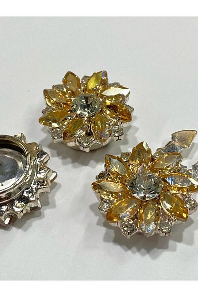 karantuhafiye Jewelled Button / Jewelled Clip Button / Set of 3 / 2.5 cm Gold