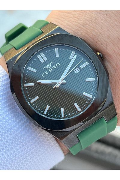 FERRO Silicone Cord Inner Functions Active 30 Mt Water Resistant Men's Wristwatch Em11340-Zj