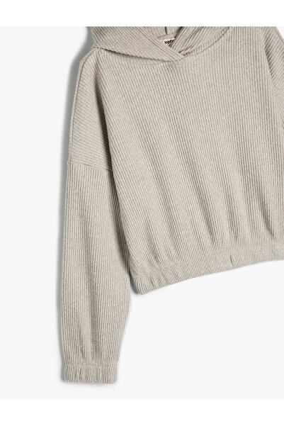 Koton Kapşonlu Basic Sweatshirt Dokulu Manşetleri Lastikli