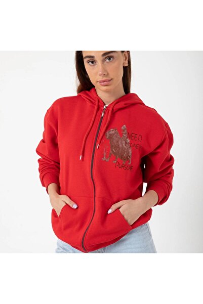 MAYDAY CULTURE Unisex crvena jakna sa kapuljačom - standardni kroj