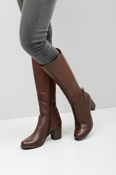GÖNDERİ(R) Women/Girls Brown Antique Zippered Thick Heeled Genuine Leather Boots