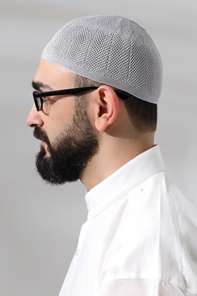 ihvan online Відкрита сіра сапфірова мереживна в'язана молитовна шапочка