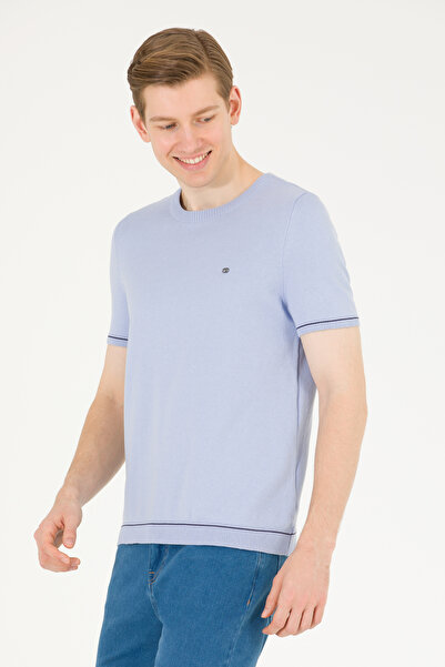 U.S. Polo Assn. سترة تريكو برقبة دائرية باللون الأزرق الفاتح للرجال 50262474 ...