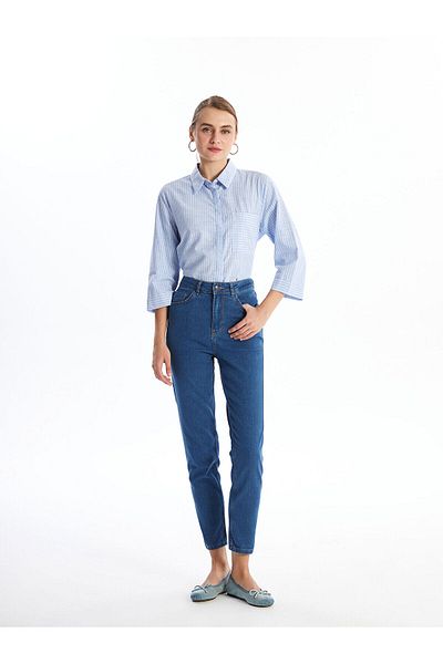 LC Waikiki Pantaloni de damă Lcwk cu talie înaltă, slim Mom