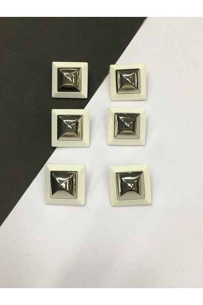 karantuhafiye Trench Coat and Jacket Button Set, Set of 6, Cream Silver