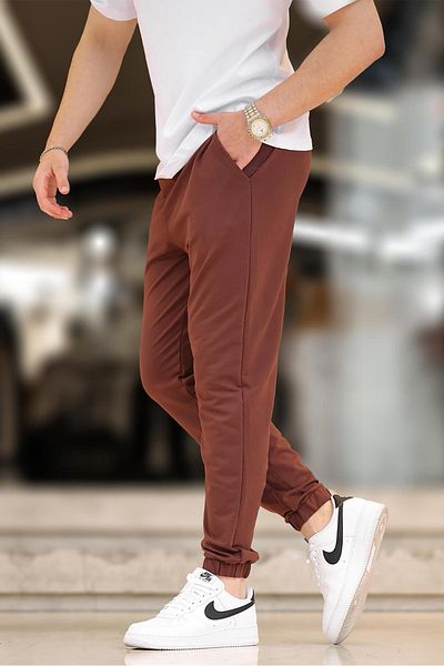 Madmext Ανδρικό φούτερ Bitter Brown Basic Pocket με ελαστικό πόδι 6547