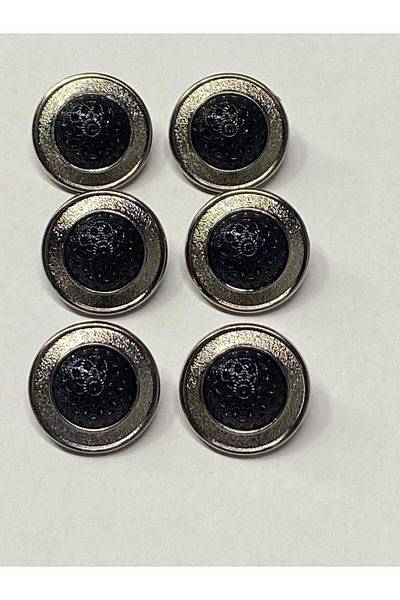 karantuhafiye Trench Coat And Vest Button / Plastic Metalized Anthracite Frame Set of 6 / 2 CM