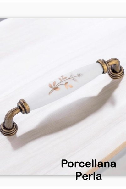 Porcellana Perla Porcelain Metal Furniture Handle Kulb Cabinet Drawer Cloakroom Kitchen Bathroom Handle -Handle-Ruby128Mm-Stk3301