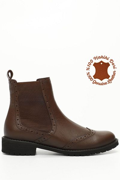GÖNDERİ(R) Dámské / Dívčí Coffee Floater Gumová podešev Chelsea Boots z pravé kůže