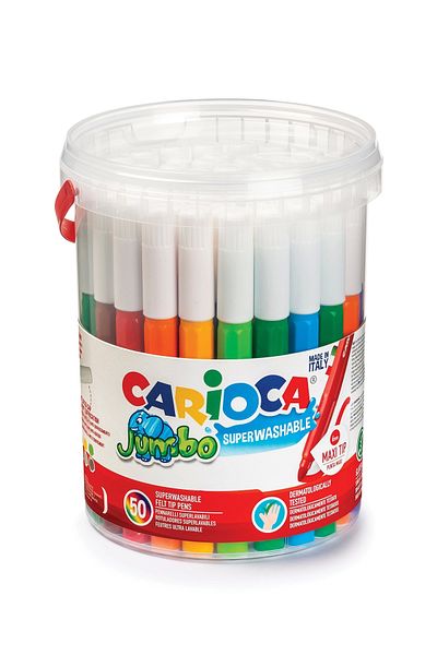 CARIOCA 50pcs Jumbo Super Washable Felt Tip Crayons