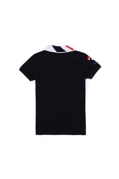 U.S. Polo Assn. Tricou negru de bază cu gât polo pentru băiat 50263006 -VR046