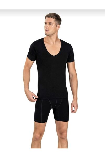 Jiber Jiber 213 - Men's V-Neck Lycra Half Sleeve Undershirt 6 Pieces