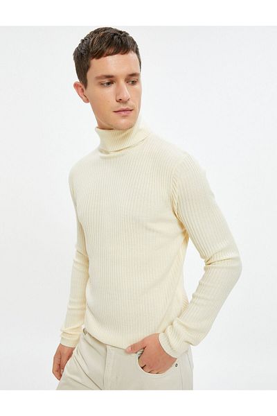 Koton Rolák pletený svetr Slim Fit košilka s dlouhým rukávem