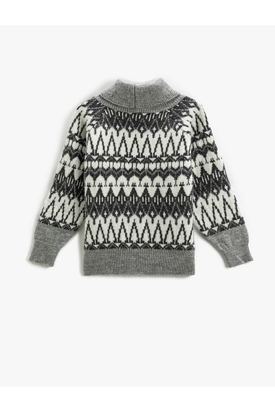 Koton Turtleneck Knit Sweater Long Sleeve Patterned