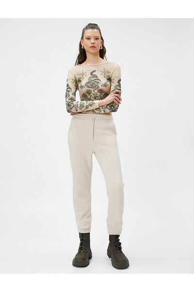 Koton Jogger Sweatpants - Ελαστική μέση και λεπτομέρεια τσέπης με κορδόνια