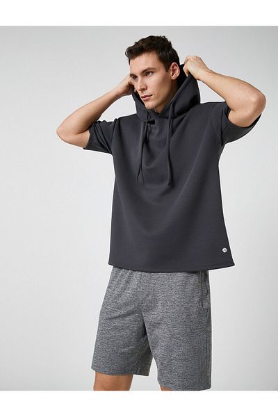 Koton Modal Hooded Sports Sweatshirt - Half Sleeve