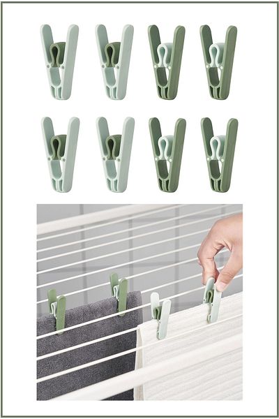 IKEA سليب، مشابك غسيل، 24 قطعة، لون أخضر (3×8)