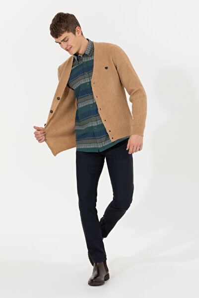 U.S. Polo Assn. Ανδρική ζακέτα πλεκτών ρούχων Camel Melange 50257856-VR122