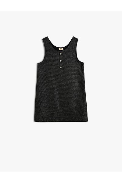 Koton Tweed Gilet ruha kerek nyakú gomb részletes