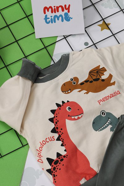 MinyTim Two Thread Baby Suit, 100% Cotton Dino Suit 9 Months, 12 Months, 18 Months