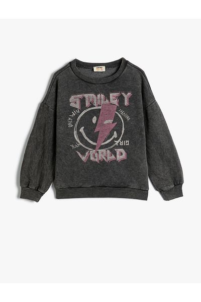 Koton SmileyWorld® Sweatshirt Licensed Raised Long Sleeve Crew Neck