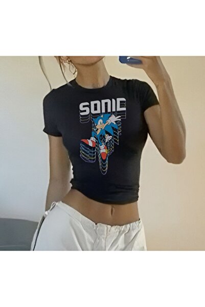 MAYDAY CULTURE Μπλουζάκι Y2K Lycra Combed Cotton Μαύρο Crop Baby Tee