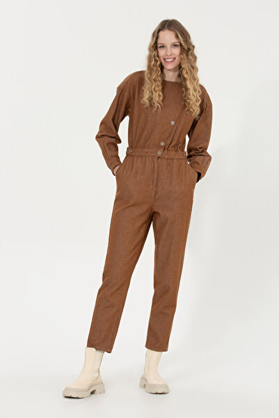 U.S. Polo Assn. Women's Brown Jean Jumpsuit 50256772 -Dn0031