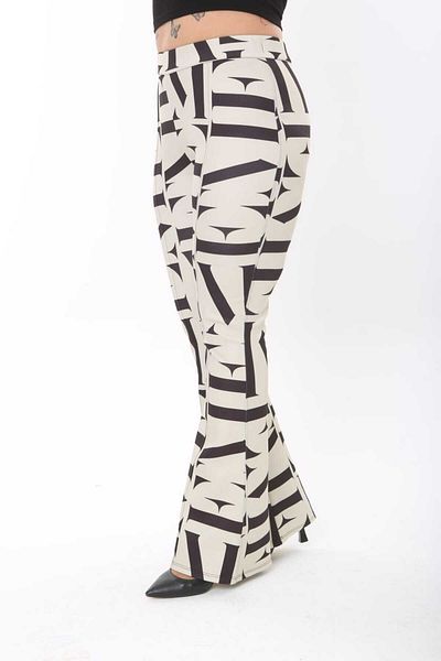 Esina Women's Diving / Scuba Fabric Print Patterned Flared Leg Trousers
