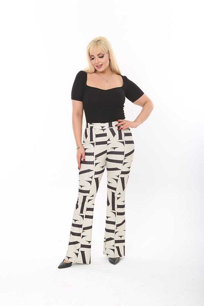 Esina Women's Diving / Scuba Fabric Print Patterned Flared Leg Trousers