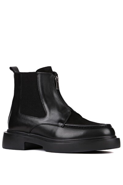 Shoetyle - Siyah Deri, Süet Fermuarlı Erkek Bot 250-085